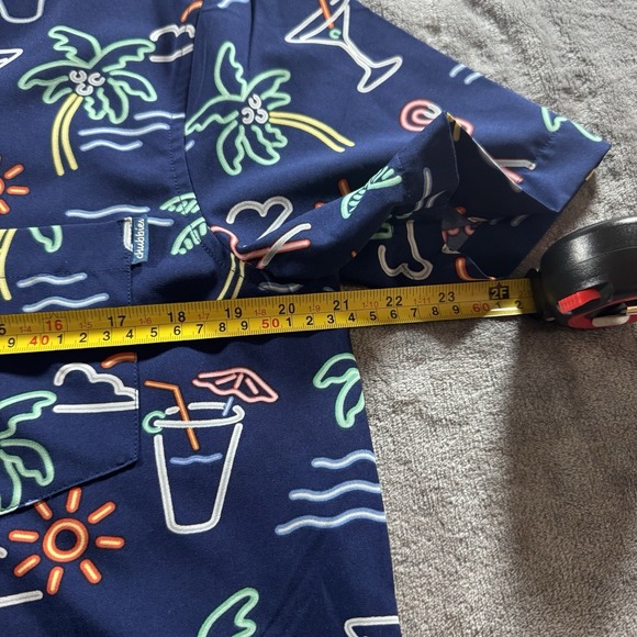 Chubbies Shirt M Navy Blue Button Down The Neon Lights Friday Performance Frat - Picture 7 of 7